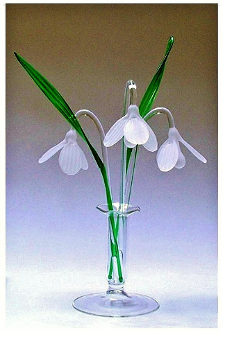 BLOWN GLASS Flower Snowdrop Narcissus Iris Poppy Tulip Lily HANDMADE Figurine 