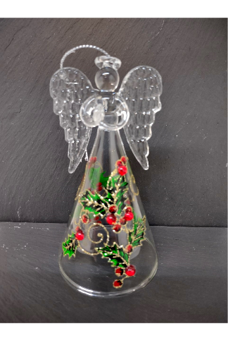 Crystal clear glass Holly Skirt Angel - Christmas Decorations ...